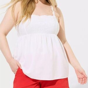 Torrid White Smocked Tank Top